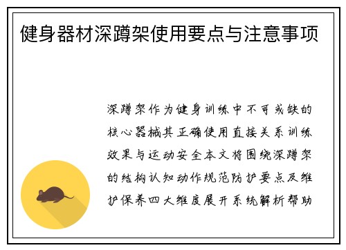 健身器材深蹲架使用要点与注意事项